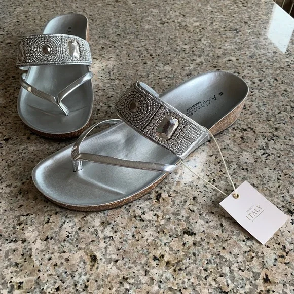 A. Giannetti Silver Sandals - Picture 1 of 6